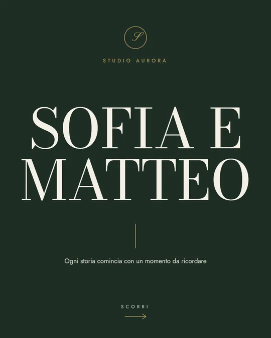 Copertina tipografica con il nome della coppia in grandi lettere